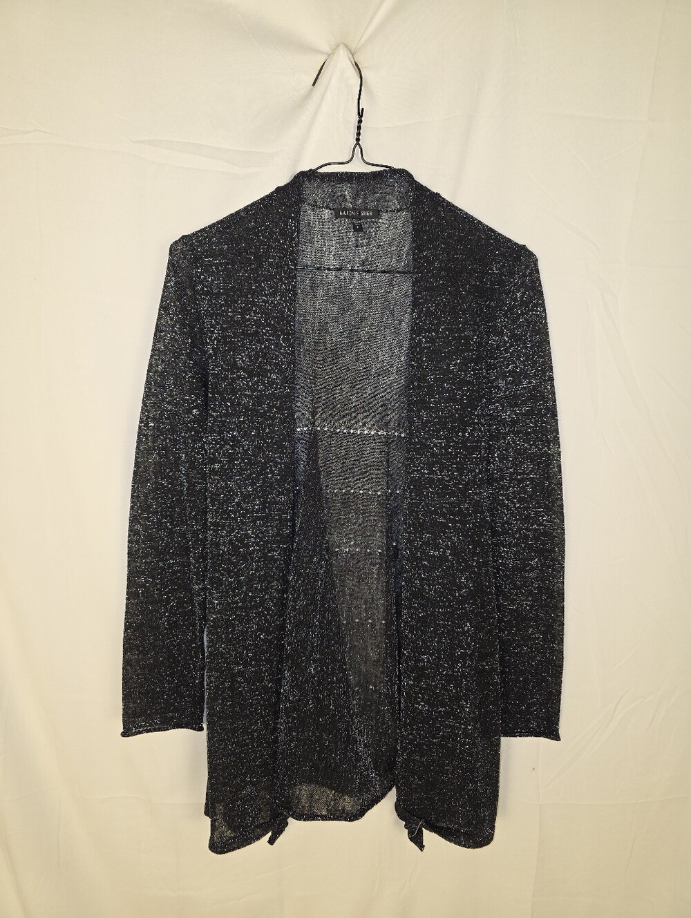 Eileen Fisher Black Metallic Open-Front Cardigan